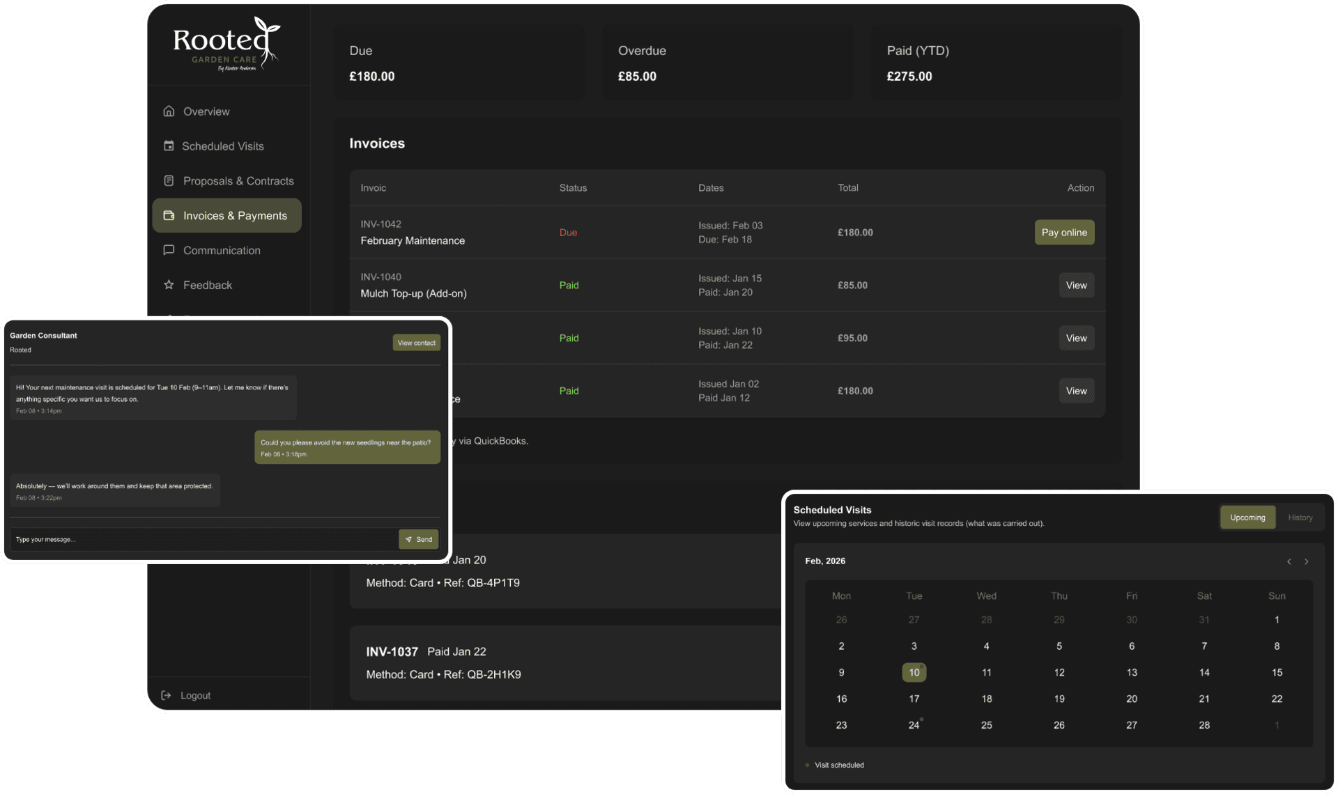 Rooted Garden Care portal